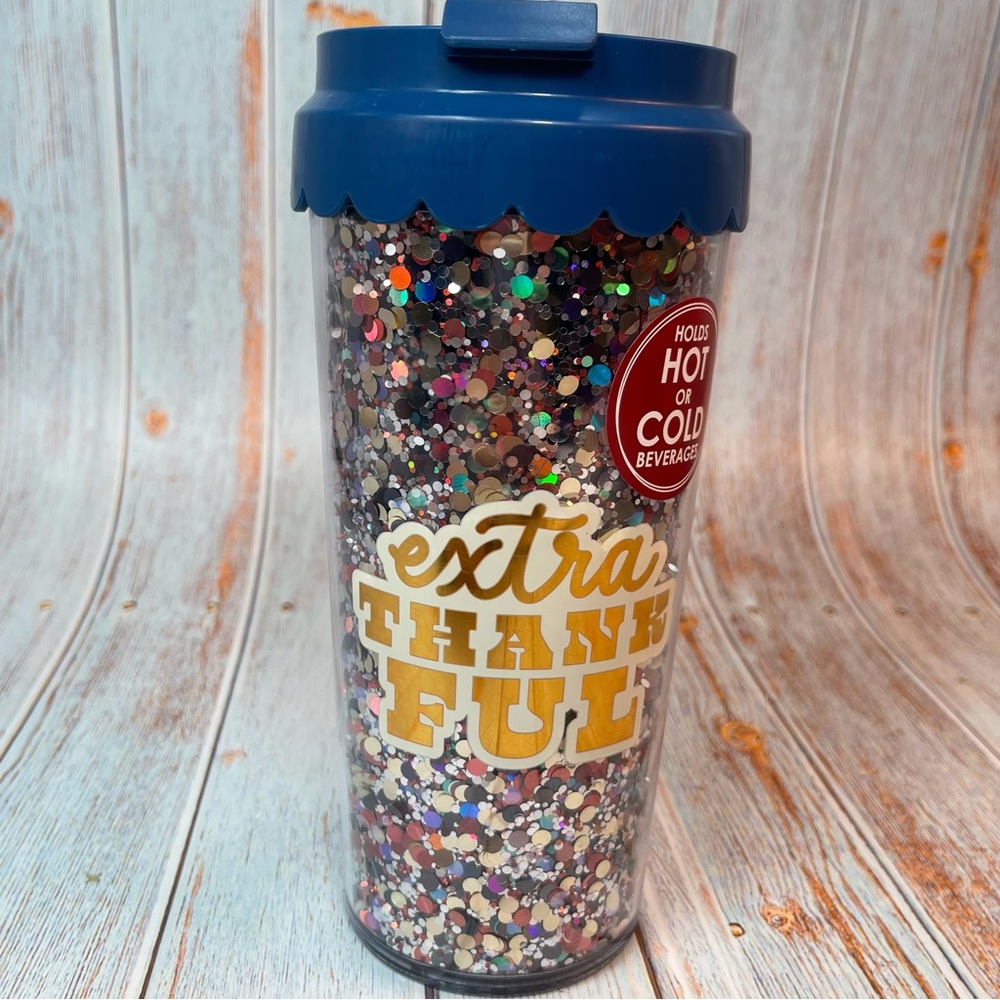 NEW Packed Party Fall Thankful Autumn Thanksgiving Glitter Coffee Tumbler